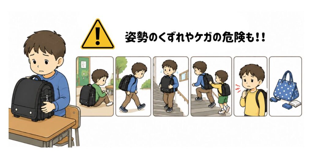 ランドセル症候群で姿勢の崩れやケガの危険がある子どもたちの7つの場面